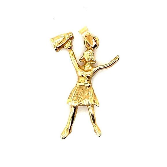 14k YG Cheerleader Pendant